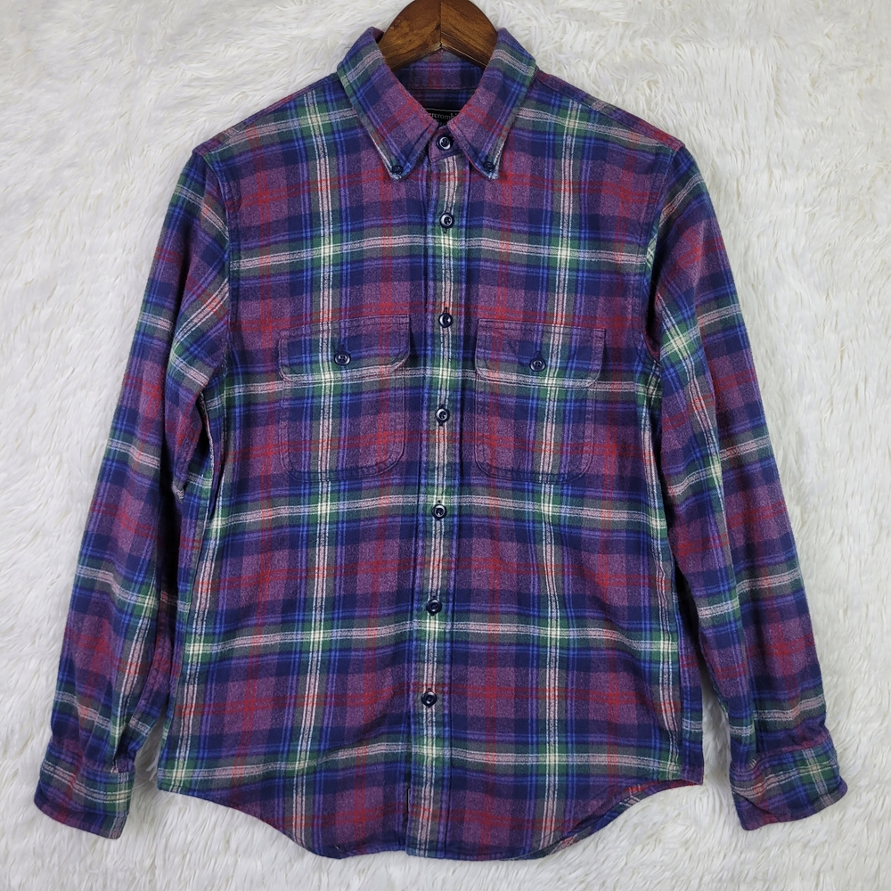 Abercrombie &‎ Fitch Mens XS Purple Plaid Button Down Cotton Flannel Preppy